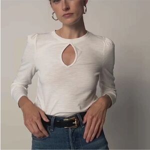 Nation LTD Dania Keyhole Long Sleeve Top White Size Small